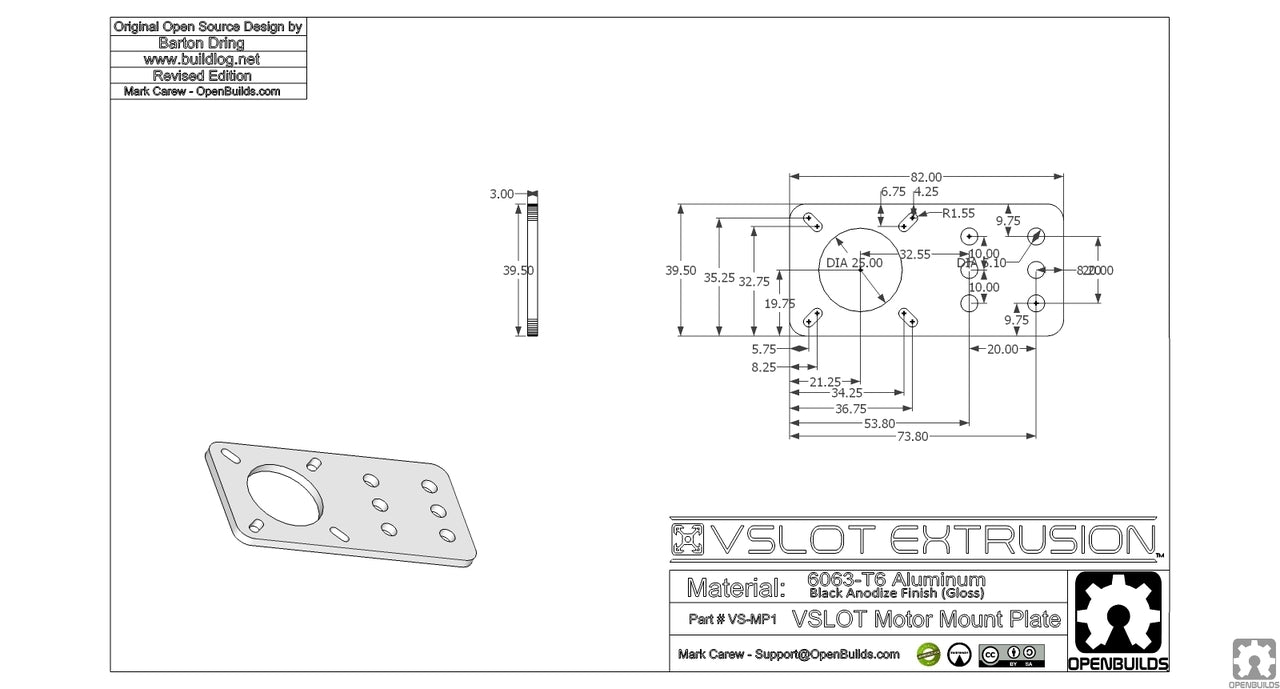 OpenBuilds Motor Mount Plate for Nema 17