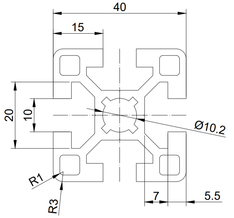 T-SLOT 4040 B-Type