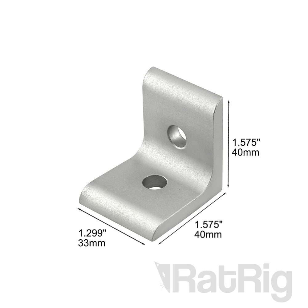 Bracket - Simple 90º Degree Corner for 40 series - Natural Anodized