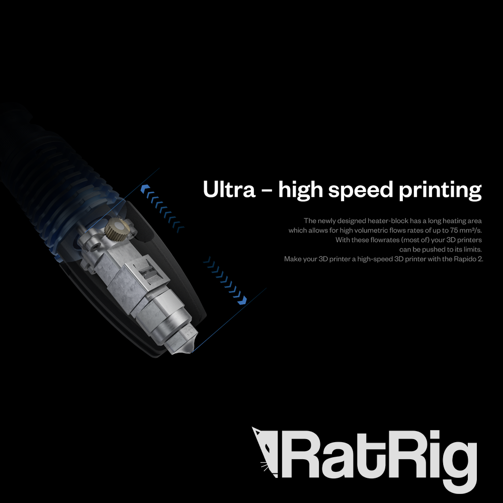 Phaetus Rapido 2.0 Plus UHF Hotend - Black - 2000mm Cable