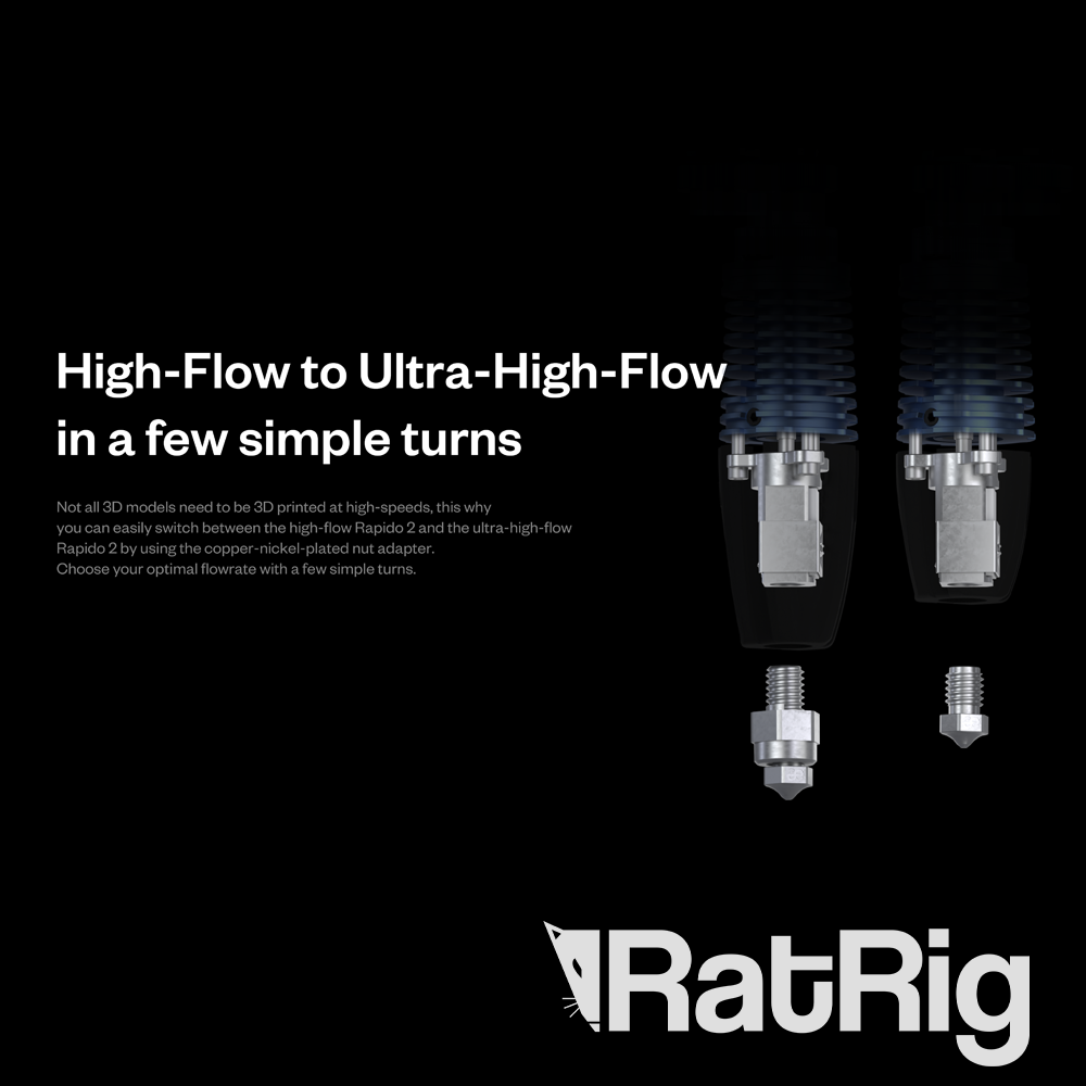 Phaetus Rapido 2.0 Plus UHF Hotend - Black - 2000mm Cable