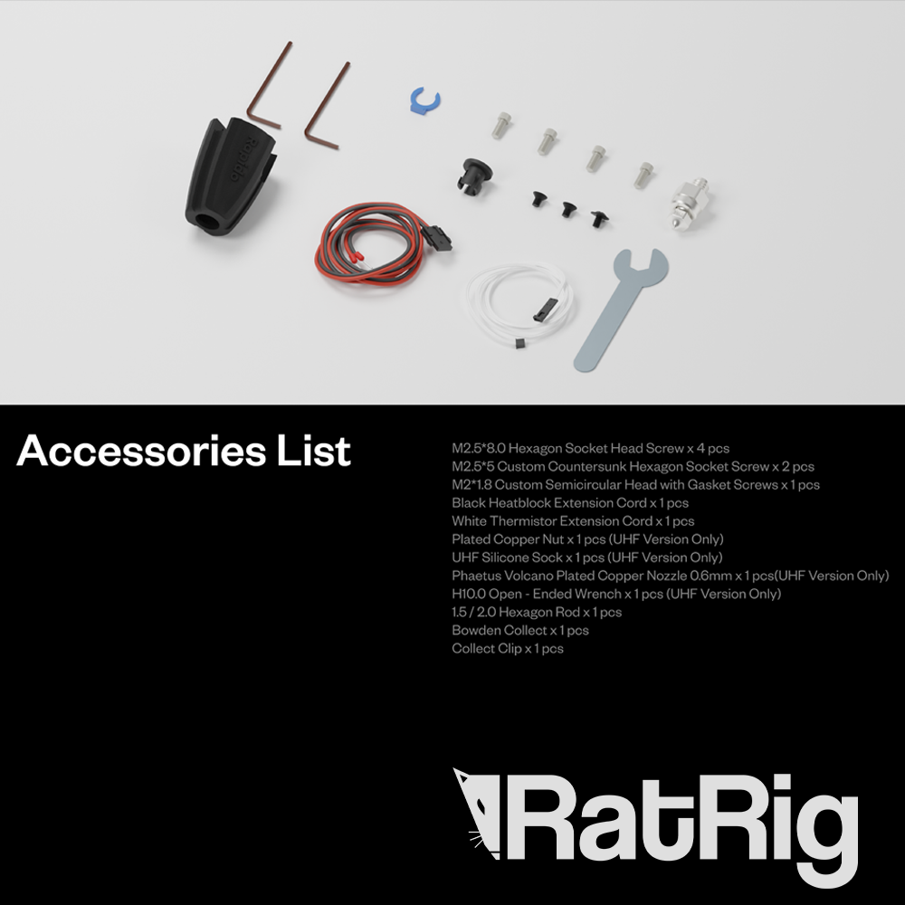 Phaetus Rapido 2.0 Plus UHF Hotend - Black - 2000mm Cable