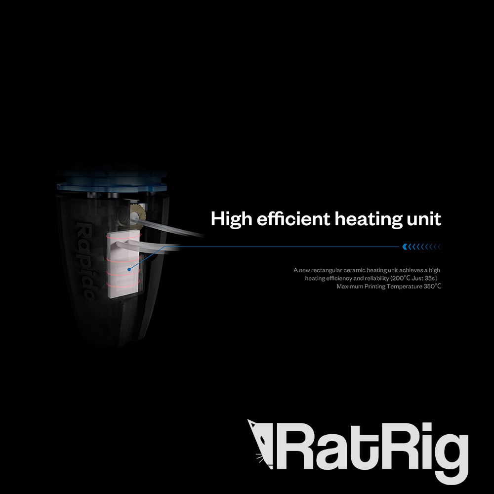 Phaetus Rapido 2.0 Plus UHF Hotend - Black - 2000mm Cable