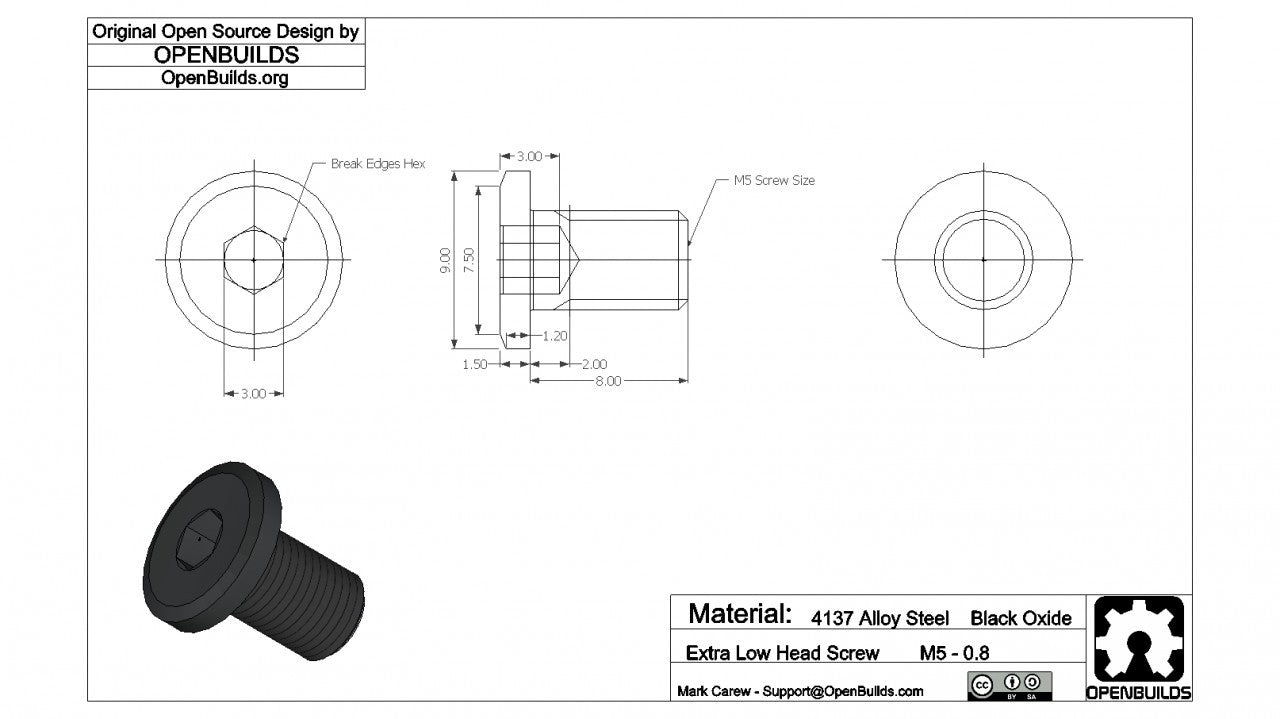 Low Profile Screw - 12mm (Single)