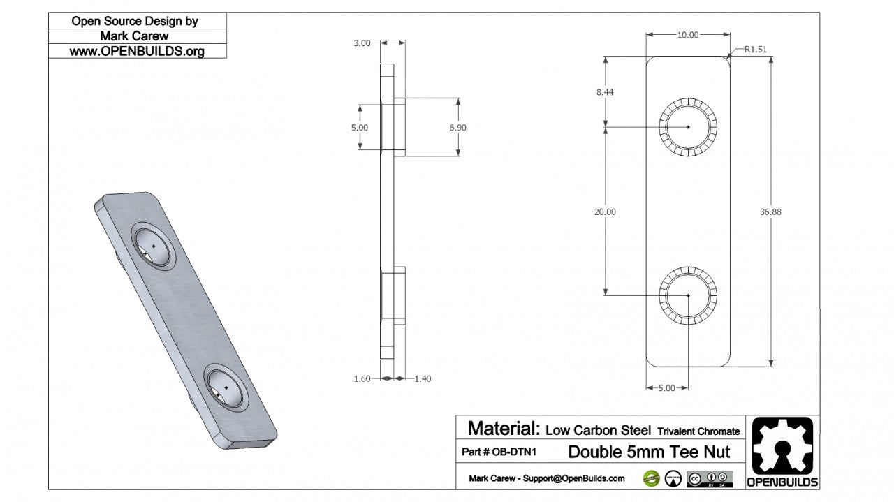 T-Nut - Double Type for 20 Series - M5 (Single)