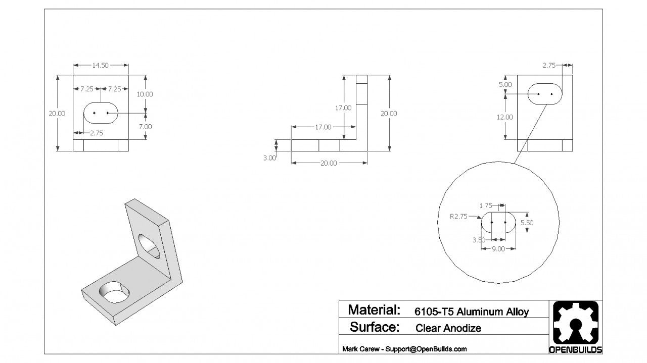 Bracket - Universal L (Single) - Natural Anodized