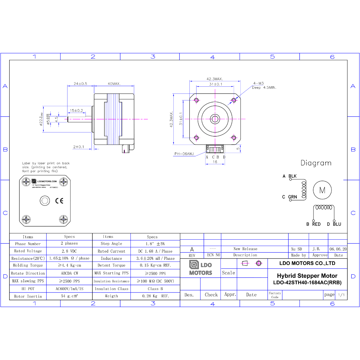 Nema 17 Stepper Motor  - LDO 1.8º/step (Select Type)