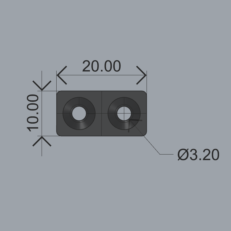 Magnet - 20 x 10 x 5mm - Two hole (M3 Countersink screws)