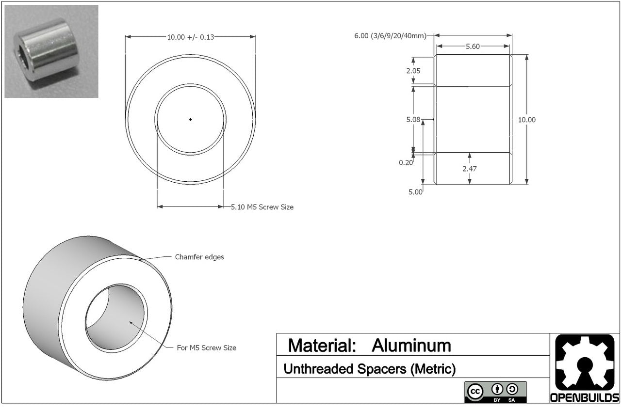 Aluminium Spacer - 1/4" (6.35mm)