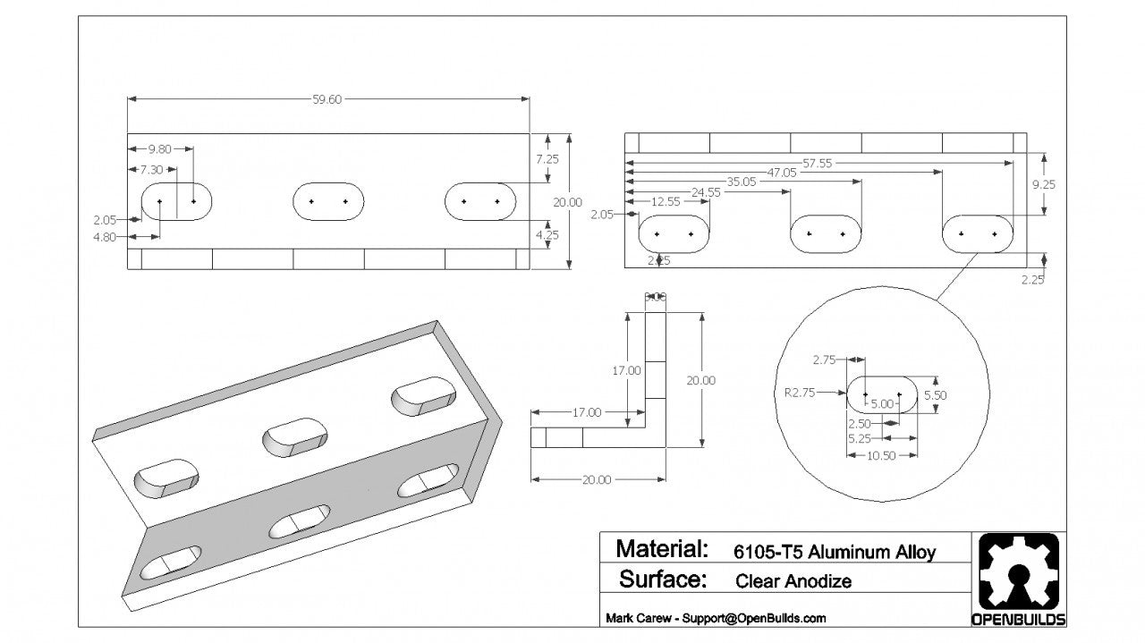 Bracket - Universal L (Triple) - Natural Anodized