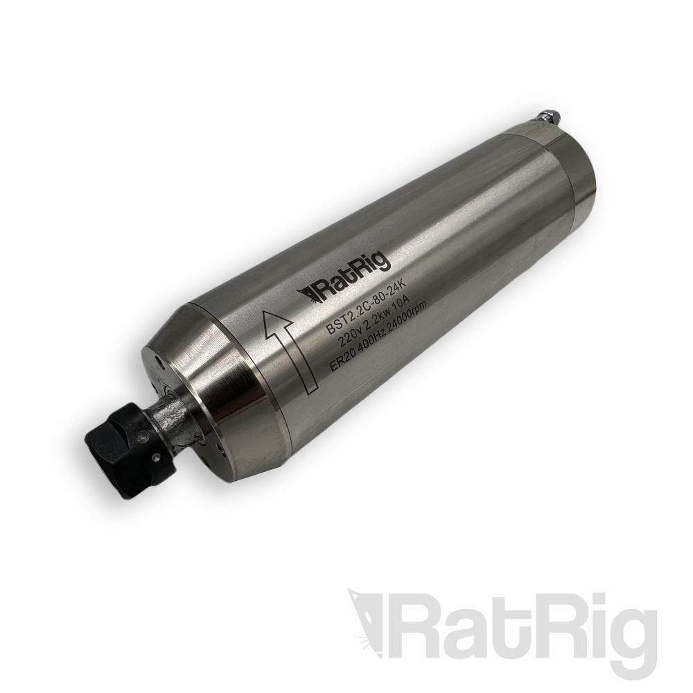 Spindle Kit G-Penny Bullet 80mm 2.2kw with VFD & ER20 Collet set - Water Cooled (Huanyang VFD) - Europe