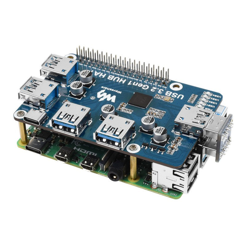 Waveshare USB 3.2 Gen1 HUB HAT for Raspberry Pi