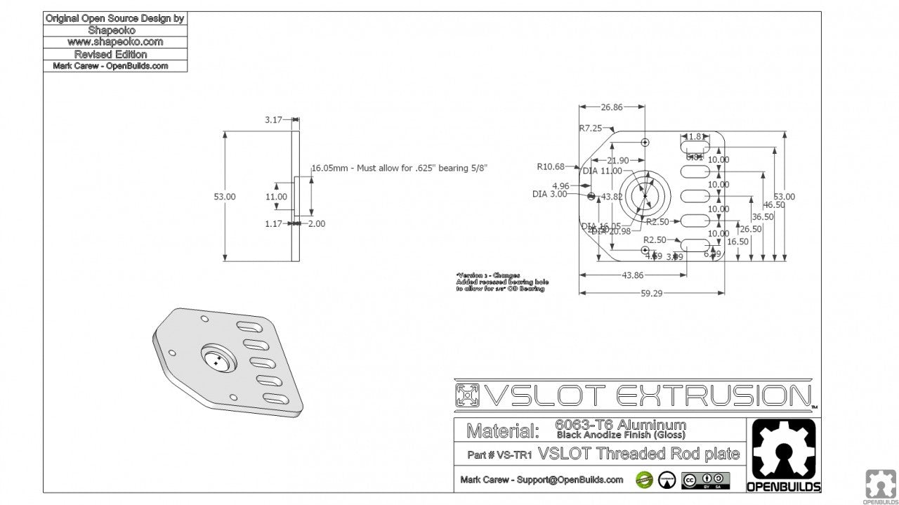 Threaded Rod Plate for Nema 17 Stepper Motor