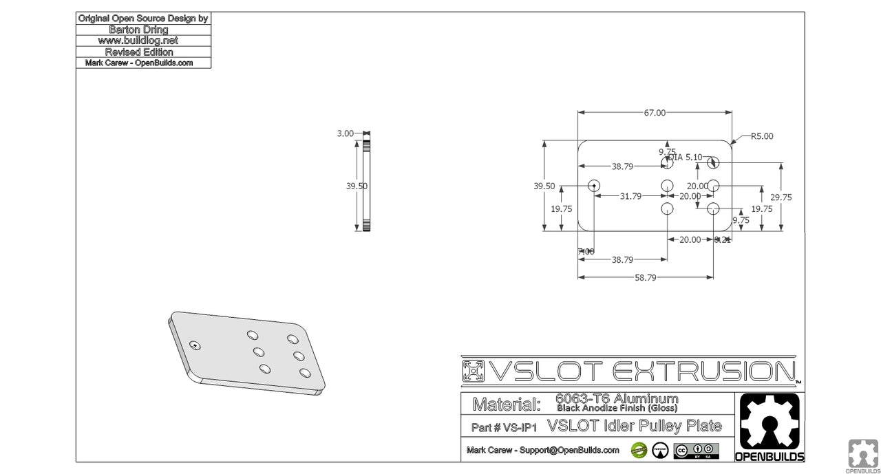 OpenBuilds Idler Pulley Plate